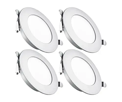Produktbild: Obeaming 4 x 12V LED Einbaustrahler Wohnmobil Boot Einbauleuchten Flache Spot Dimmbar Einbauspot 3W 83mm 285lm für Camper Wohnwagen Bad, Loch 64-74mm 4000K Silber Aluminium CRI93
