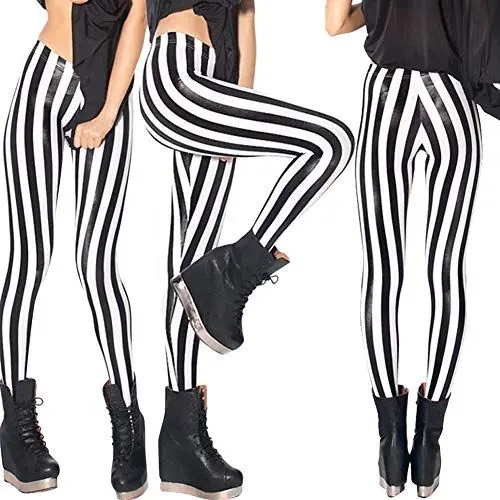 Produktbild: OBEEII Leggings für Damen Gestreifte Hosen Stretch Strumpfhose Skinny Tights Frauen Freizeit Yoga Lauf Fitness Jogginghose Sporthose Leggings Hose Gestreift01 XX-Large