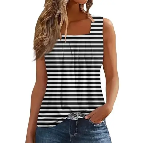 Produktbild: Oberteile Damen T-Shirt Ohne Ärmel Tunika Ärmellos T-Shirt Ärmellos Damen Top Lang Damen Tank Top Sommer Oberteile Damen Sommer Tops Strandtop Damen Sommer Langes Top Damen Schwarz XL