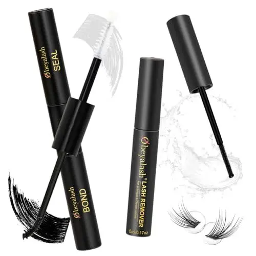 Produktbild: Obeyalash Lash Bond & Seal Kleber Entferner Set für einzelne Cluster Extensions, starker Halt, langanhaltender wasserfester Bond und Seal Wimpernkleber, Wimpernkleber Entferner