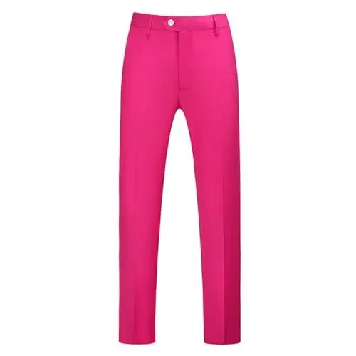 Produktbild: OBiQuzz Schlafanzug Hosen Herren Business Casual Reißverschlusstaschen Leichte, dünne, große Hundert einfarbige Herrenanzughosen Mode Herren (Hot Pink, XXXXL)