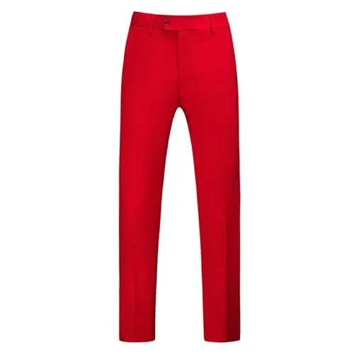 Produktbild: OBiQuzz Schlafanzug Hosen Herren Business Casual Reißverschlusstaschen Leichte, dünne, große Hundert einfarbige Herrenanzughosen Mode Herren (Red, XXXXXXL)