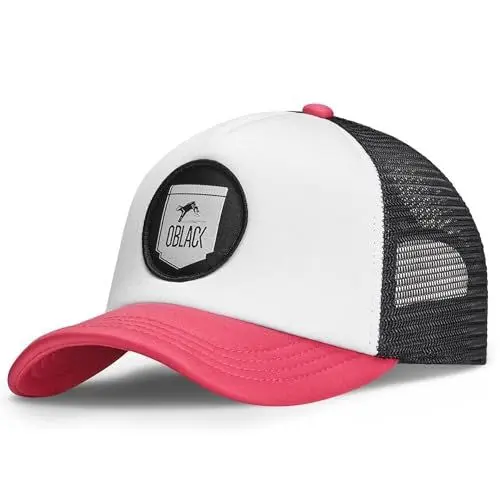 Produktbild: Oblack Trucker Cap Kinder Rosa Cap Jung Classic Kids Pink Basecap Herren Kappe Herren mit Schwarz Mütze für Jungen Snapback Caps Männer Hut - Baseball Cap