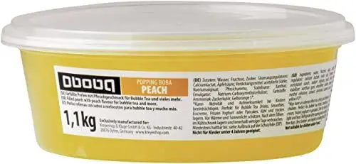Produktbild: Oboba Popping Boba, gefüllte Fruchtperlen für Bubble Tea mit Pfirsichgeschmack, 1 x 1,1 kg