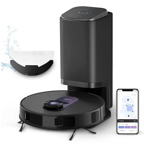 Produktbild: Obode A8+ Saugroboter mit Absaugstation(2.5L) 4000Pa 3D-Hinderniserkennung Staubsauger Roboter,10mm Mopp-Hebesystem,180min Laufzeit Wischroboter,APP Steuerung,Ideal für Tierhaare,Teppiche,Hartböden