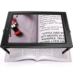 Produktbild: OBOVO Upgrade Lupe mit Licht, 5X Leselupe mit Licht für Senioren Groß, Dimmbare Lupen mit 50 LED Licht, Größere Linsen, Klappbarer Ständer Hände Frei für Bücher, Arbeit, Nähen, Lesen, Sehschwäche