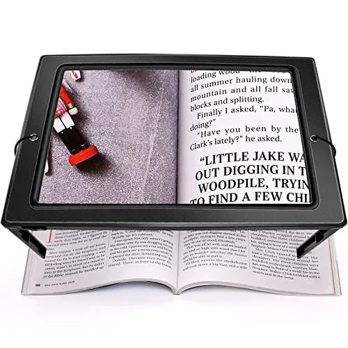 Produktbild: OBOVO Upgrade Lupe mit Licht, 5X Leselupe mit Licht für Senioren Groß, Dimmbare Lupen mit 50 LED Licht, Größere Linsen, Klappbarer Ständer Hände Frei für Bücher, Arbeit, Nähen, Lesen, Sehschwäche