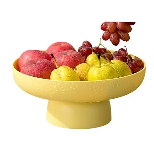 Produktbild: Obstschale Obstkorb Multifunktionaler Abfluss Obst Snack Kuchen Aufbewahrungsregal Wohnzimmer Esstisch Obstständer (gelb)