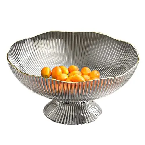 Produktbild: Obstschale, Obstteller, dekorative Schalen mit Abtropflöchern, abnehmbarer Sockel, Obstschale für Tisch und Arbeitsplatte, dekorative Obstschalen für Zuhause (grau)