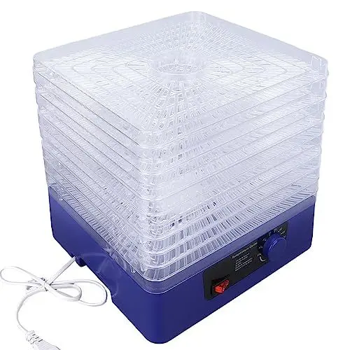 Produktbild: Obsttrockner, Leicht zu Reinigen, Blau, Hohe Wärmezirkulation, Obsttrockner, Maschinenaufbewahrung mit Tablett für die Küche (EU-Stecker 220 V)