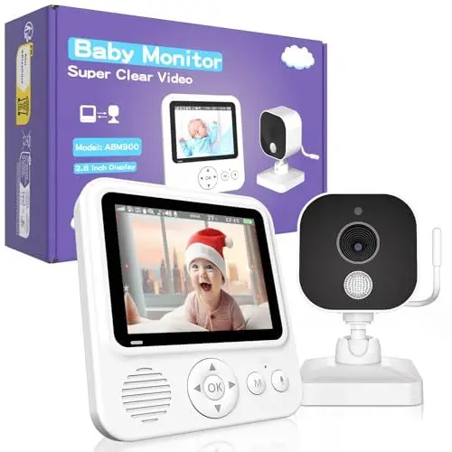 Produktbild: OBVHNUA Babyphone mit Kamera 2,8 Zoll Video-Babyphone 720p mit 1500mAh Akku Typ c Wiederaufladbar Digitaler Zoom 2-Wege Gegensprechanlage VOX Modus Nachtsicht Temperaturüberwachung Schlaflied