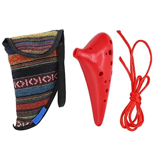 Produktbild: Ocarina ABS C Tune 12 Loch Musikinstrument für Erwachsene Kinder Professionelle Lernende Bequem zu Halten und zu Spielen Musikinstrument Geschenkidee(rot)
