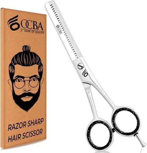 Produktbild: Friseurschere - OCBA Professionelles 6' Haarschneideschere & Haarschere - Haarschere Perfektes Design für Friseure & Salons - Haarschneideschere für Männer und Frauen (6 Zoll Silberausdünnung)