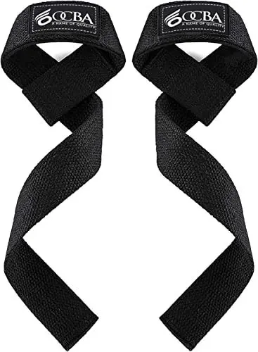 Produktbild: OCBA Zughilfen für Krafttraining Handgelenkschlaufen für Gewichtheben robuste Handgelenkbandagen gepolstert für Fitnessstudio Handgelenkstützen Powerlifting Fitness-Griffe