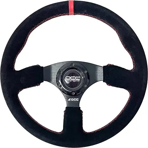 Produktbild: OCC MOTOR SPORT FLACHER BODENLENKRAD AUTO REVENGE MODELL ALCANTARA SCHWARZE ARME - AUTO FLACHER SPÜLEN LENKRAD - 350 MM (14 ZOLL), SCHWARZ - ROT
