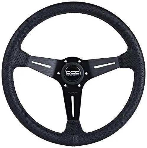 Produktbild: OCC MOTOR SPORT OFFSET LENKRAD AUTO CLASSIC MODELL PERFORIERTES LEDER MIT SCHWARZEN ARMEN - 90 MM VOLLSCHÜSSELRAD - 350 MM (14 ZOLL)