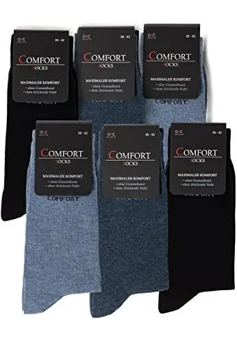 Produktbild: Occulto Herren Komfort Socken aus Baumwolle 6er Pack 2 X Jeans | 2 X Navy | 2 X Schwarz 39-42