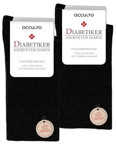 Produktbild: Occulto Damen Diabetiker Socken 10er Pack (Modell: Julia) Schwarz 39-42