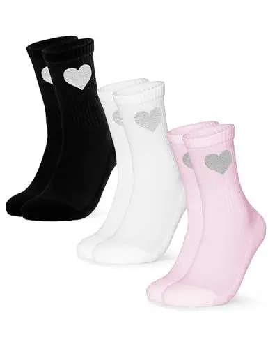 Produktbild: Occulto Damen Herz Tennis Socken 3er Pack (Modell: Venus), Sport Socken Grün Pink Blau 39-42