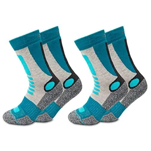 Produktbild: Occulto Damen Wandersocken 2er Pack (Modell: Gerlinde) Türkis-Grau 39-42