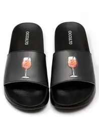 Produktbild: Occulto Damen & Herren Spritz Motiv Badelatschen 1er Pack (Model: Lou), Badeschlappen Schwarz 39/40 EU