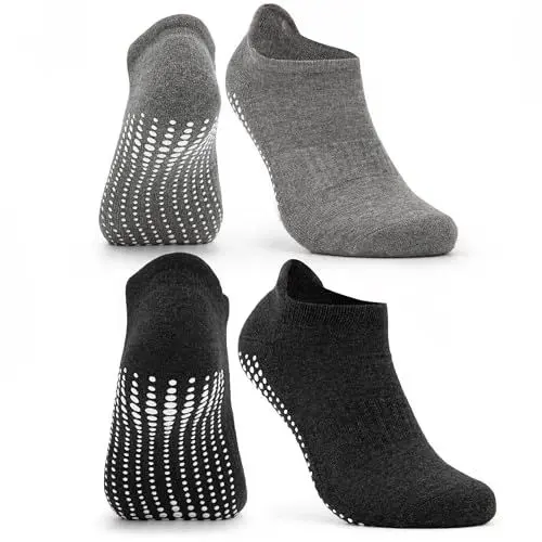 Produktbild: Occulto Damen & Herren Yoga Socken 2-4er Pack (Modell: Mady) 2 Paare | Schwarz-Grau 39-42