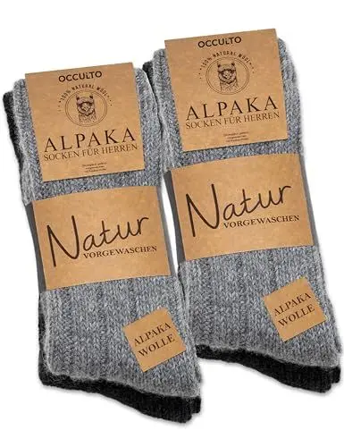 Produktbild: Occulto Herren Alpaka Socken 4er Pack (Modell: Sol) Grau-Mix 43-46