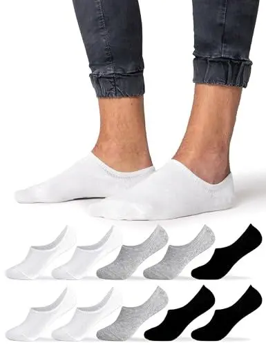 Produktbild: Occulto Herren Füsslinge Sneaker Socken 10er Pack (Modell: Strolch) Schwarz-Weiß-Grau 39-42