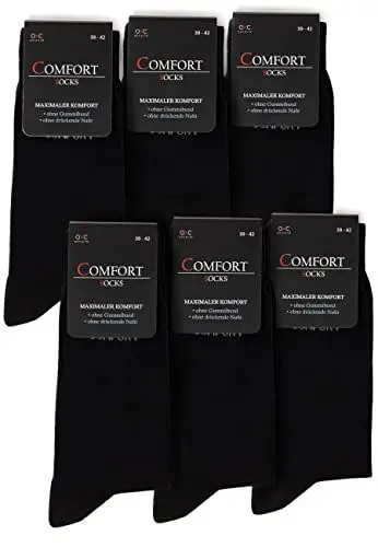 Produktbild: Occulto Herren Komfort Socken aus Baumwolle 6er Pack 6 X Schwarz 39-42