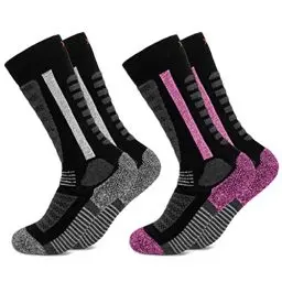 Produktbild: Occulto Kinder Skisocken 2er Pack (Modell: Charlie) Pink-Schwarz 27-30