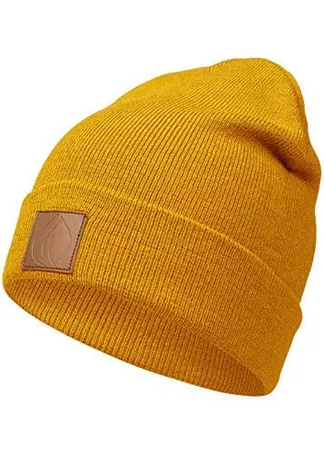 Produktbild: Occulto Leatherpatch Winter Mütze Beanie Pantone-Yellow