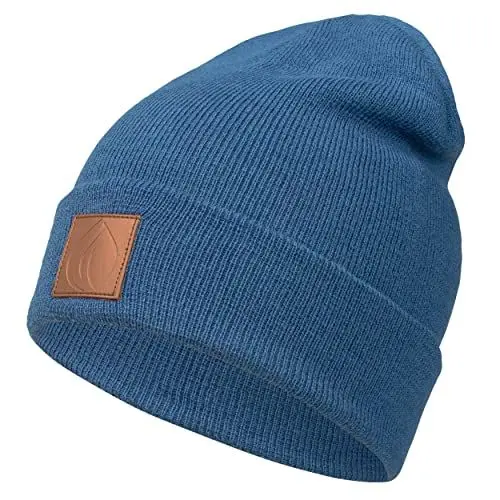 Produktbild: Occulto Leatherpatch Winter Mütze Beanie Navy