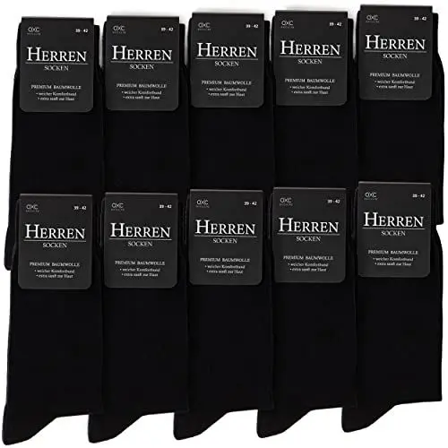 Produktbild: Occulto Herren Schwarze Socken 10-30er Pack (Modell: Hermann) 10 Paar | Schwarz 43-46
