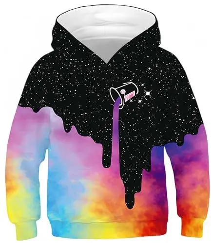 Produktbild: Ocean Plus Jungen Kapuzenpullover Bunt Teens Hoodie Kinder Langarm Pulli mit Kapuzen Sweatshirt Unisex Pullover (L (Körpergröße: 145-150cm), Bunter Milchbecher)