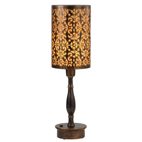 Produktbild: OCEST Kabellos Tischlampe Aufladbar, Kleine Akku Tischleuchte Ohne Kabel, Touch Dimmbare Nachttischlampe, Retro Outdoor Lampe für Garten Patio Schlafzimmer Esszimmer Tisch Wohnzimmer, Bronze