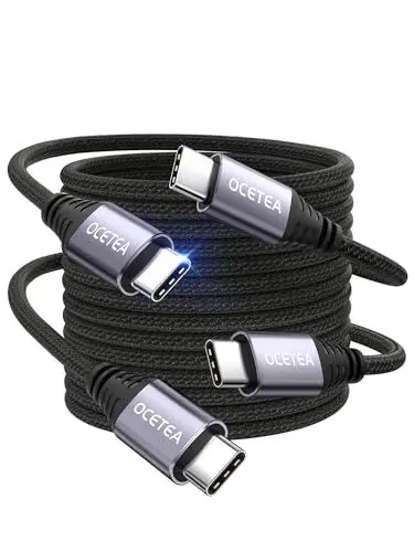 Produktbild: Ocetea USB C auf USB C Kabel (2Stück 3M), 60W USB C Ladekabel 20V/3A USB C PD Schnellladekabel Kompatibel mit iPhone 16 15 Pro Max, MacBook Pro Air, iPad Pro Air, Galaxy S24 S23, Pixel