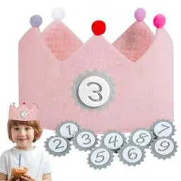 Produktbild: Ochomasun Geburtstagskrone Jungen & Mädchen, Geburtstagskrone Musselin, Krone Geburtstag Klett Austauschbar 1-9 Zahlen, Geburtstagszug Dekorative Hüte für Kindergeburtstag Parteien