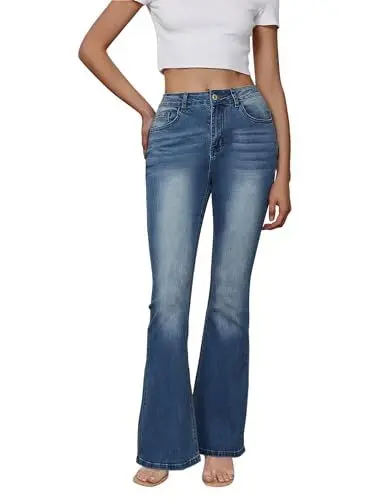 Produktbild: Ocimcia Flared Jeans Damen - High Waist Schlaghose mit Stretch,Bootcut Jeans Damen,hautfreundlich bequem,mom Hosen Sommer