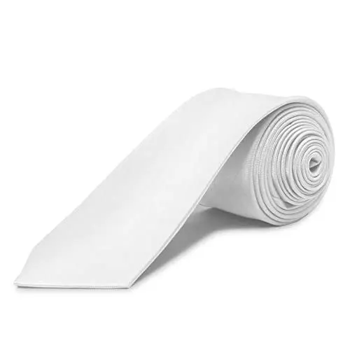 Produktbild: OcioDual Krawatten für Herren, Krawatte Weiss für hochzeitsanzug Herren, Schmale Unisex Krawatte ohne Satindruck für Hochzeit, Party, kommunion, Krawatte Damen, 100% Polyester