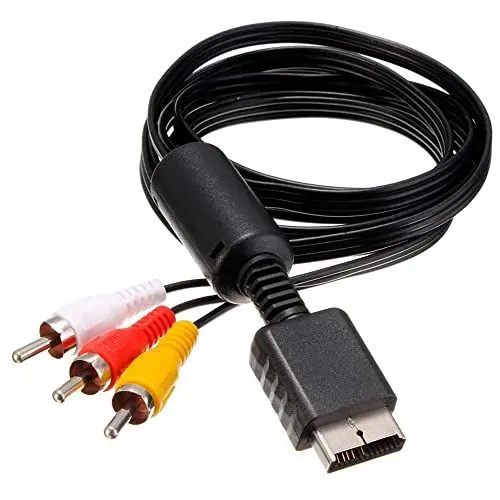 Produktbild: OcioDual TV AV Audio Video 3 Cinch Kabel 1.8 m Kompatibel mit PS1 PSX PS2 PS3 Schwarz RCA Replacement Analog Composite Cable