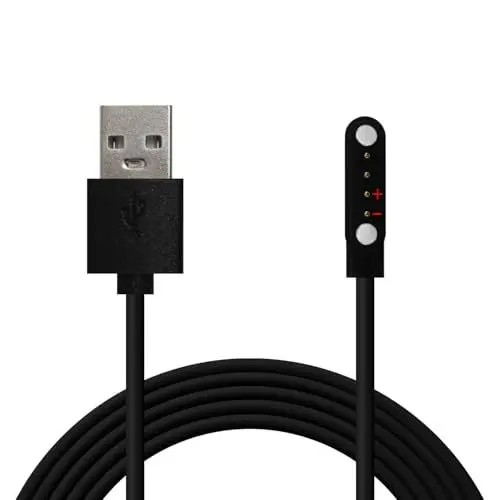 Produktbild: OcioDual USB-Ladekabel für 4-polige Smartwatches mit 9mm Abstand, Magnetfuß, verschiedene Smartwatch-Modelle, Schwarz