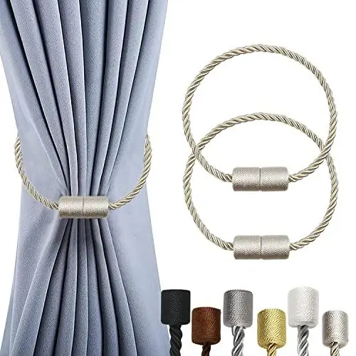 Produktbild: OCIOLI 2 Pack magnetischen Vorhang Krawattenhalter Vorhang Krawattenhalter Vorhang Krawatten mit dickeren Twist Rope & Starke Magnet Krawatte zurück für Vorhänge