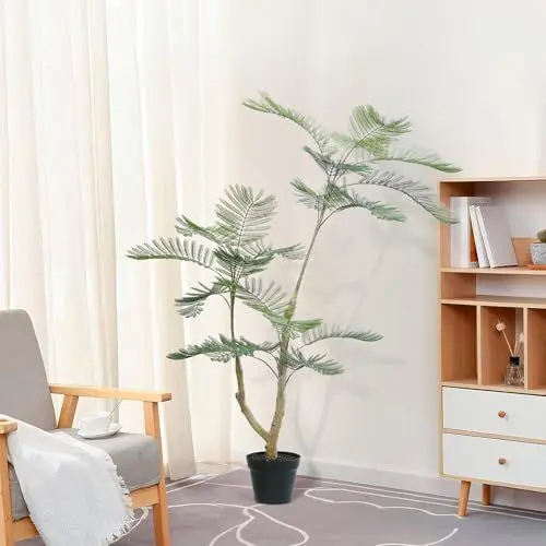 Produktbild: Oc'leaf Künstliche Pflanzen Palme - 120cm Kunstpalme Kunstpflanzen Groß, Künstliche Pflanzen wie echt, Künstliche Palme Deko für Zuhause, Wohnzimmer, Schlafzimmer, Büro, Garten