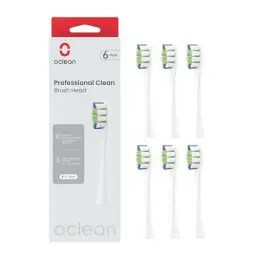 Produktbild: Oclean Bürstenköpfe Professional clean-6 pack, Weiß Zahnbürstenkopf mit DuPont-Borsten für Oclean Elektrische Zahnbürste, W-Shape Ersatzbürsten geeignet für Oclean Schallzahnbürsten
