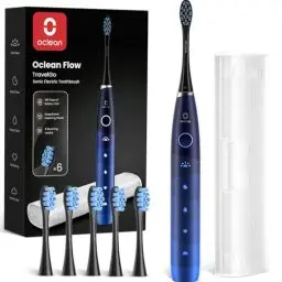 Produktbild: Oclean Elektrische Zahnbürste TravelGo FlowSet, 180 Tage Akkulaufzeit Schallzahnbürste mit Reiseetui, 5 Modi Electric Toothbrush mit 6 Bürstenköpfen für Zahnreinigung, Zahnbürste mit USB, Blau