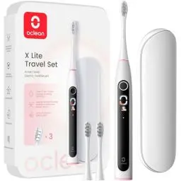 Produktbild: Oclean X Lite elektrische Zahnbürste Grau, Schallzahnbürste mit 3 Ersatzbürstenköpfe, Ein Knopf Bedienung, IPX7 Wasserdicht Electric Toothbrush mit 5 Putzprogrammen, Timer und Reise Etui