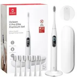 Produktbild: Oclean X Pro Elite Elektrische Zahnbürste mit 6 Bürstenköpfe & Reiseetui, Schallzahnbürste mit Farbdisplay, Ultraleise Putzerfahrung, 35 Tage Akkulaufzeit, mit Timer, Drucksensor & APP, Grau