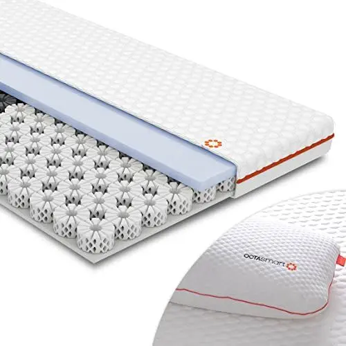 Produktbild: OCTASLEEP Smart Topper mit Kissen 90x200 - kühlende Matratzenauflage mit Federn aus Memory Foam - 3 Zonen für ideale Unterstützung - Härtegrad 4 -Öko-Tex Zertifiziert - atmungsaktiver Topper