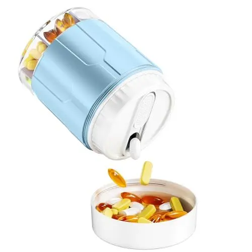 Produktbild: Odaro Groß Pillendose, Tablettenbox Reise, Tragbar Medikamentenbox Aufbewahrung 7 FäCher Zur Aufnahme Von Medikamenten, Vitaminen Und NahrungsergäNzungsmitteln - Cyan