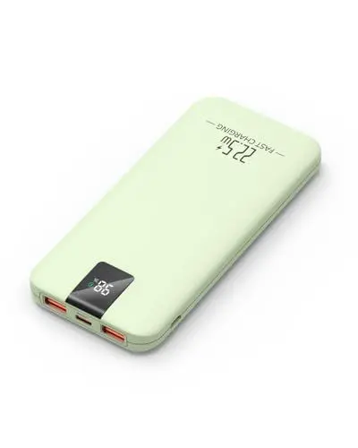 Produktbild: Odetrik Powerbank 10000mAh 22.5W, Externer Akku mit Schnellladefunktion, 3 Ausgänge & 2 Eingänge, USB C In/Out, LCD-Anzeige, Schlankes Mobiles Ladegerät für Smartphone, Tablets (Grün)